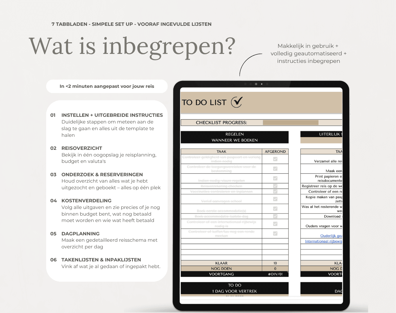 Reisplanner Google Sheets
